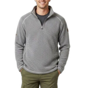 Orvis Men's Brighton Gray Fleece Sherpa 1/4 Zip Pullover Sweater Size L